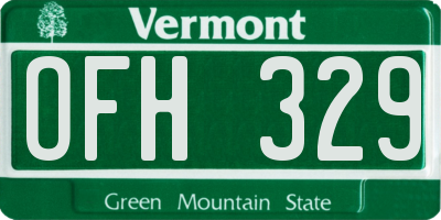 VT license plate OFH329