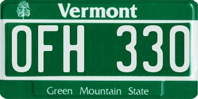 VT license plate OFH330