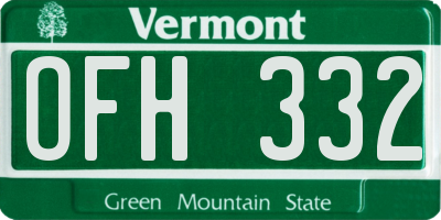 VT license plate OFH332