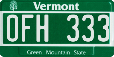 VT license plate OFH333