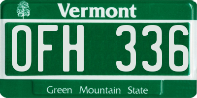 VT license plate OFH336