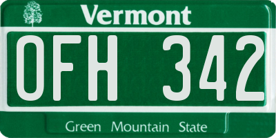 VT license plate OFH342
