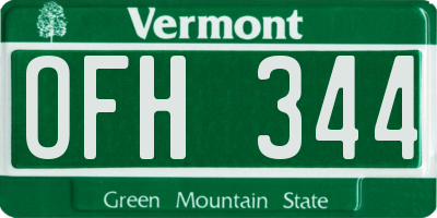VT license plate OFH344