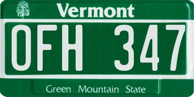 VT license plate OFH347