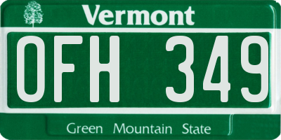 VT license plate OFH349
