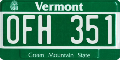 VT license plate OFH351