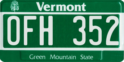 VT license plate OFH352
