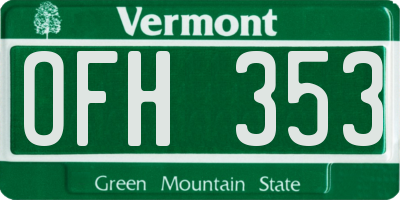 VT license plate OFH353