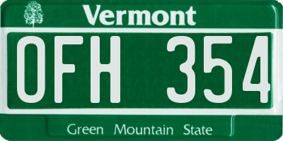VT license plate OFH354