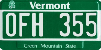 VT license plate OFH355