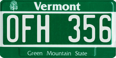 VT license plate OFH356