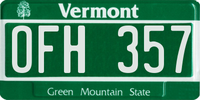 VT license plate OFH357