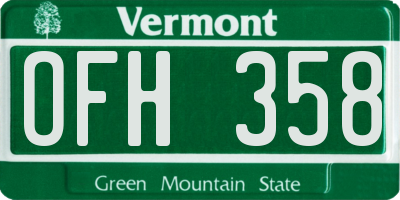 VT license plate OFH358