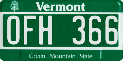VT license plate OFH366