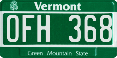 VT license plate OFH368