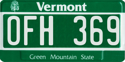 VT license plate OFH369