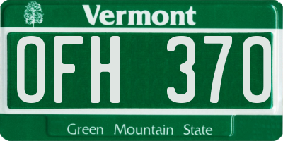 VT license plate OFH370