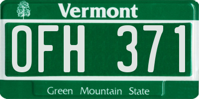 VT license plate OFH371