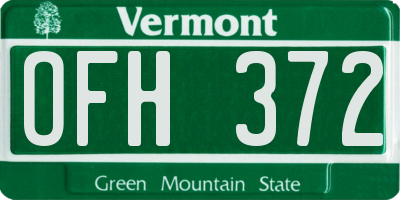 VT license plate OFH372