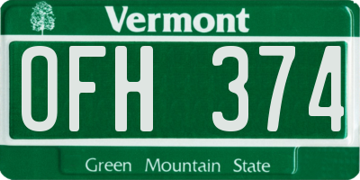 VT license plate OFH374