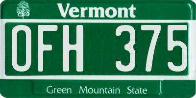 VT license plate OFH375