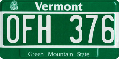 VT license plate OFH376