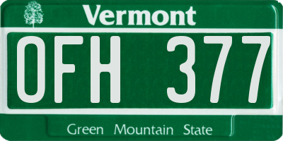 VT license plate OFH377