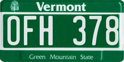 VT license plate OFH378
