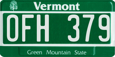 VT license plate OFH379