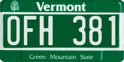 VT license plate OFH381