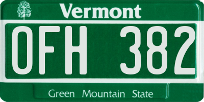 VT license plate OFH382