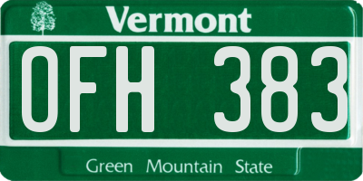 VT license plate OFH383