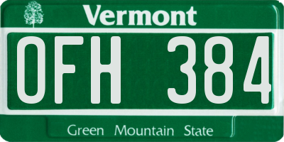 VT license plate OFH384
