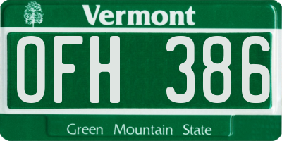 VT license plate OFH386