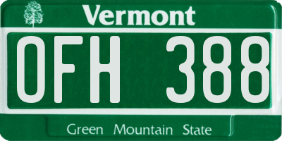 VT license plate OFH388