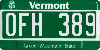 VT license plate OFH389