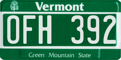 VT license plate OFH392