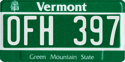 VT license plate OFH397