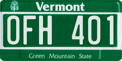 VT license plate OFH401