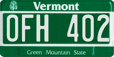 VT license plate OFH402