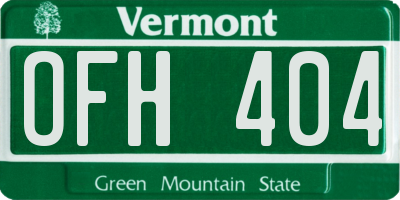 VT license plate OFH404