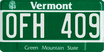 VT license plate OFH409