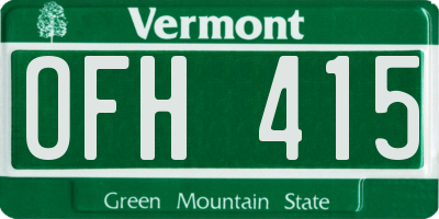 VT license plate OFH415