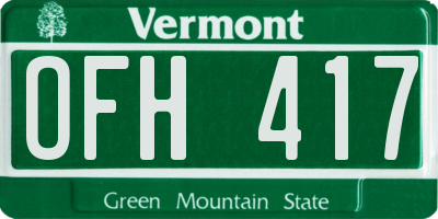 VT license plate OFH417
