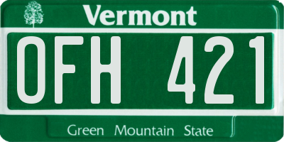 VT license plate OFH421