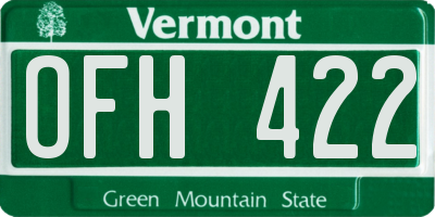 VT license plate OFH422