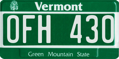 VT license plate OFH430