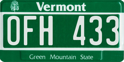 VT license plate OFH433