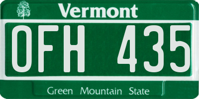 VT license plate OFH435