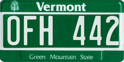VT license plate OFH442